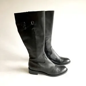Ecco Shoes Ecco Black Genuine Leather High Knee Boots Size Eur